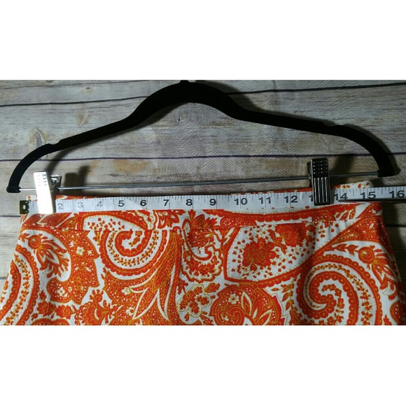 J. Crew The Pencil Skirt Orange Rust Paisley - Picture 5 of 8